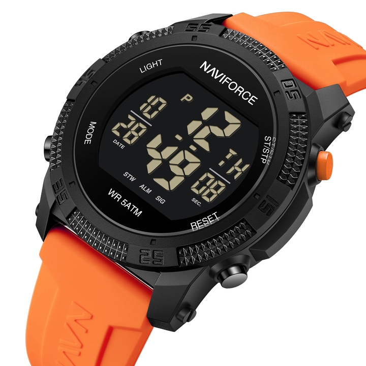 Чоловічий годинник електронний наручний Оранжевий Naviforce Europe Orange