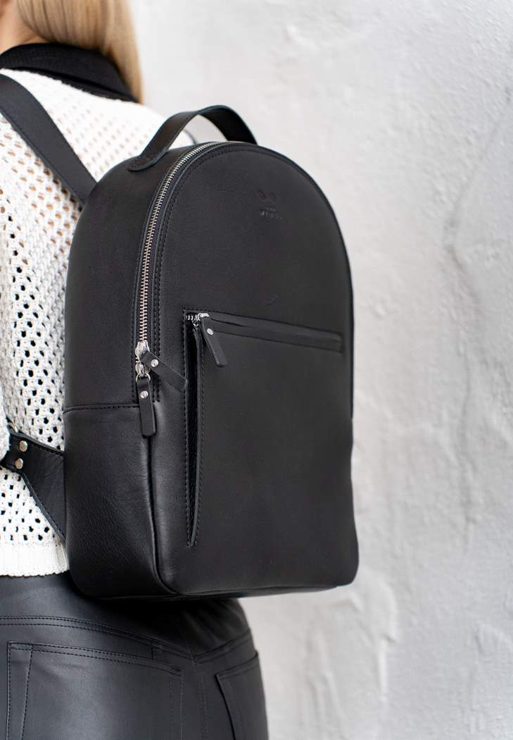 Жіночий шкіряний рюкзак, класичний рюкзак з натуральної шкіри Чорний