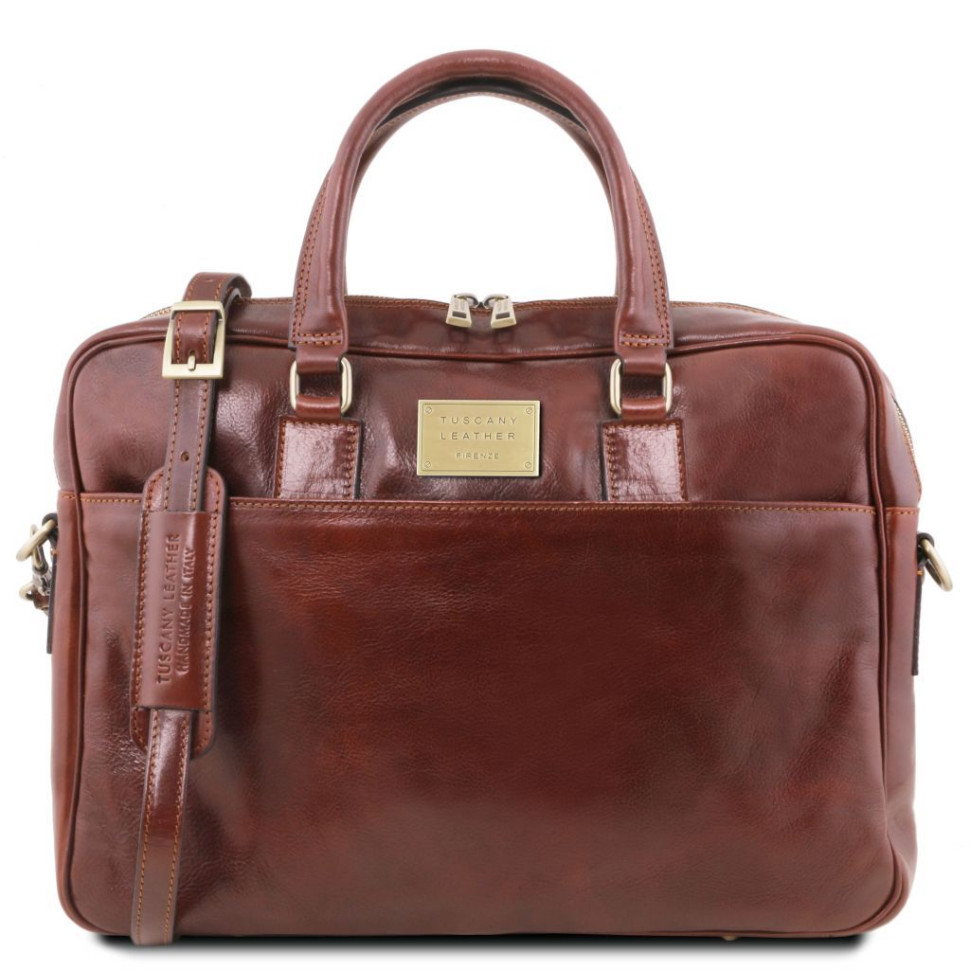 Шкіряна сумка портфель для ноутбука на два відділення Tuscany Leather Urbino TL141894