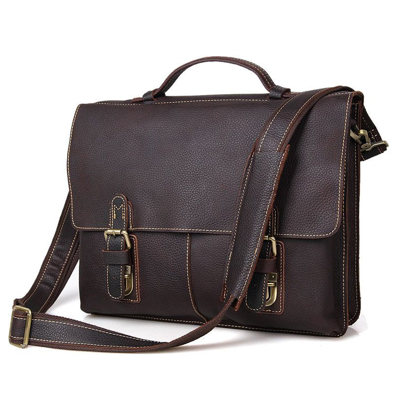 Чоловік шкіряний портфель, сумка для ноутбука, коричнева 7090R
