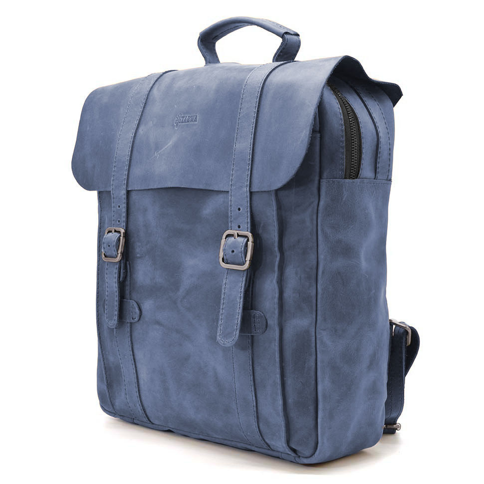 Сумка рюкзак для ноутбука з кінської шкіри TARWA RK-3420-3md синя