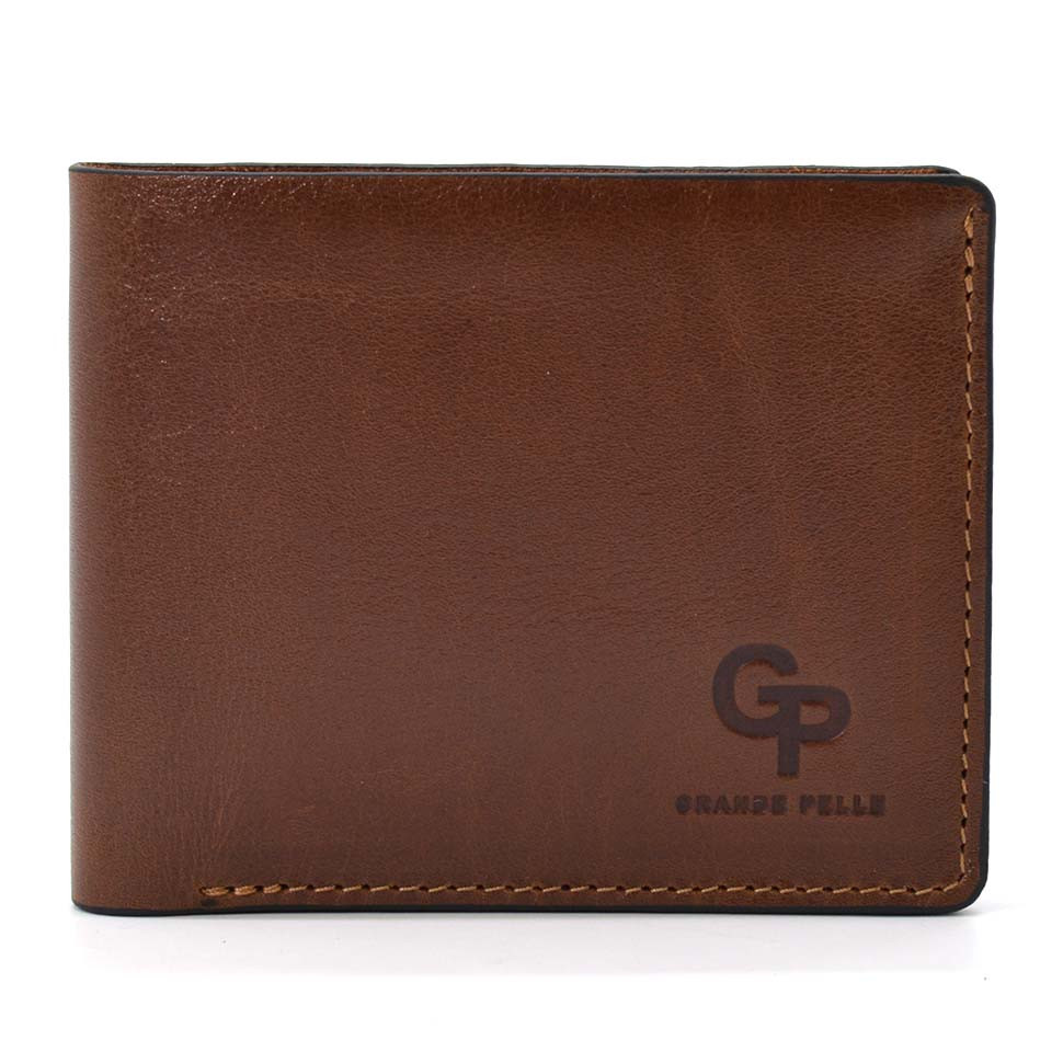 Шкіряне портмоне для чоловіків 505623 Grande Pelle, коричневого кольору