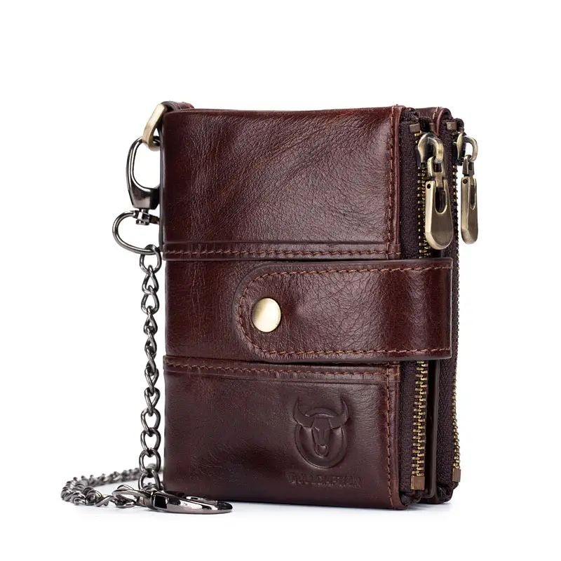 Чоловічий гаманець розкладний коричневий з ланцюжком TW080C Bull