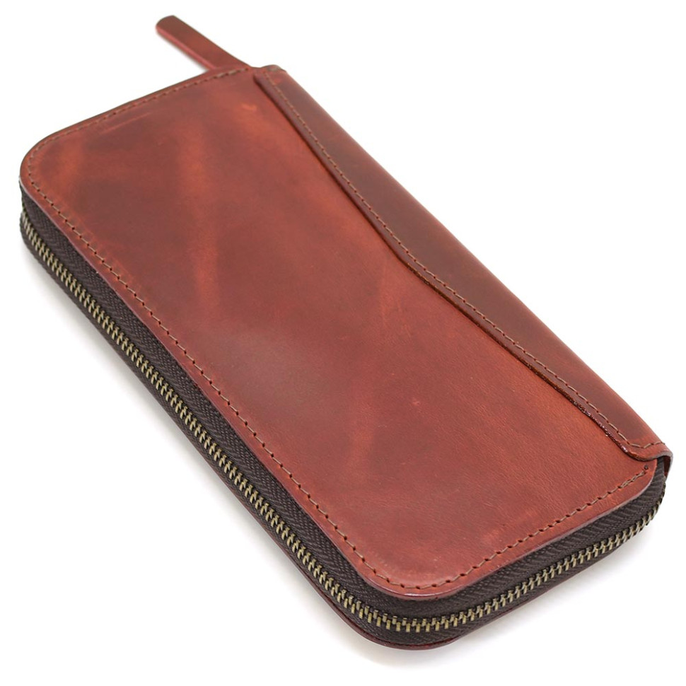 Шкіряний гаманець клатч на блискавці TARWA RR-711-3md бордовий