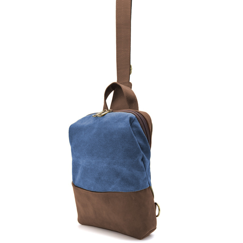 Слінг через плече, нагрудна сумка зі шкіри та канвасу TARWA RCk-1905-3md