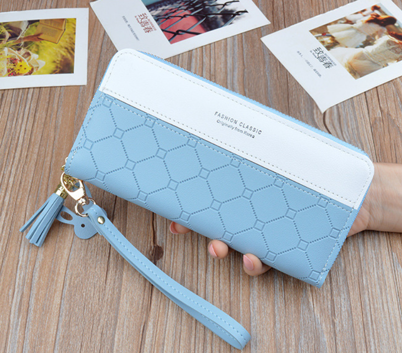 Жіночий гаманець клатч на блискавці Блакитний