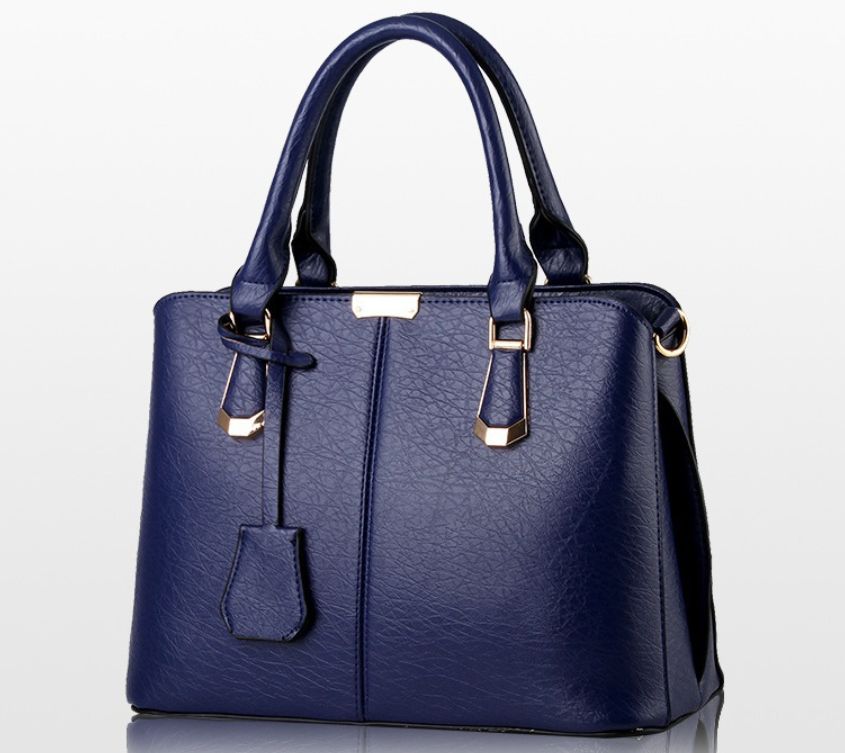 Модна жіноча сумка з брелоком, стильна велика жіноча сумочка екошкіра Синій