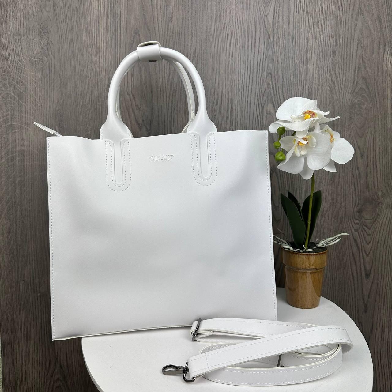 Біла сумка жіноча велека на плече якісна екошкіра