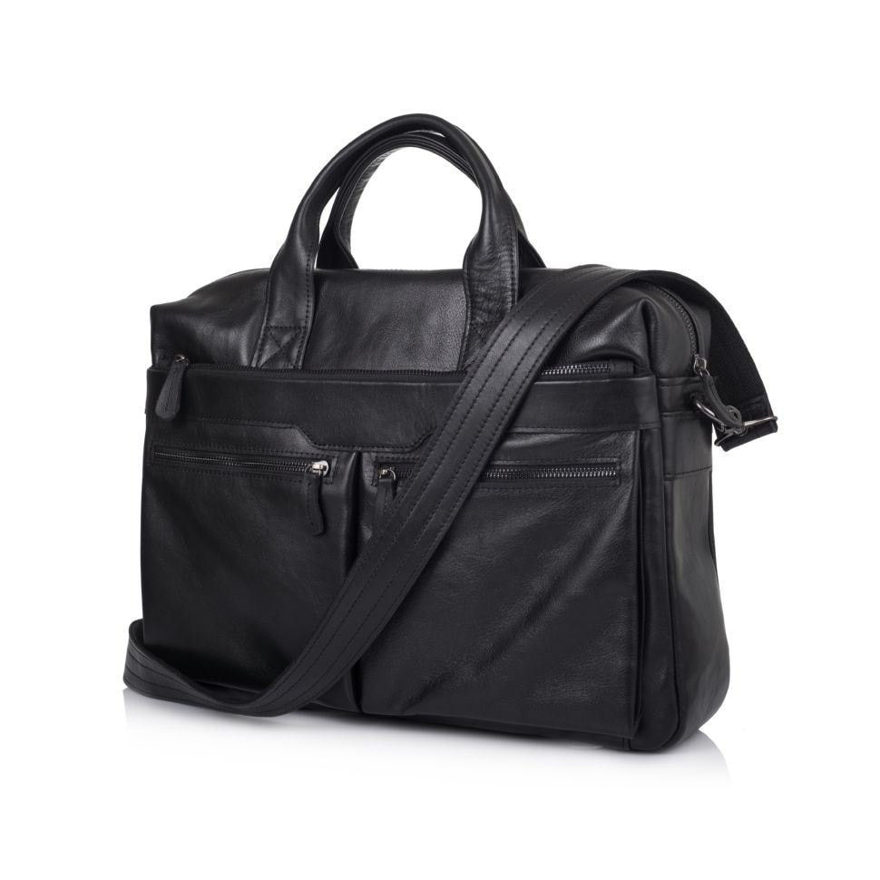 Збільшена сумка зі шкіри "черокі" для ноутбука чорного кольору TARWA GA-7122-3mdL