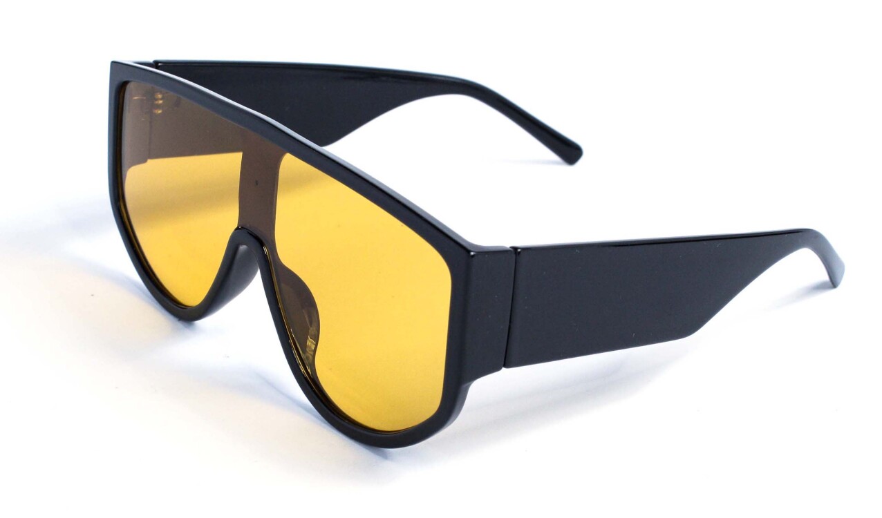 Великі окуляри від сонця чорні з жовтою лінзою Модель 9095-bl-y