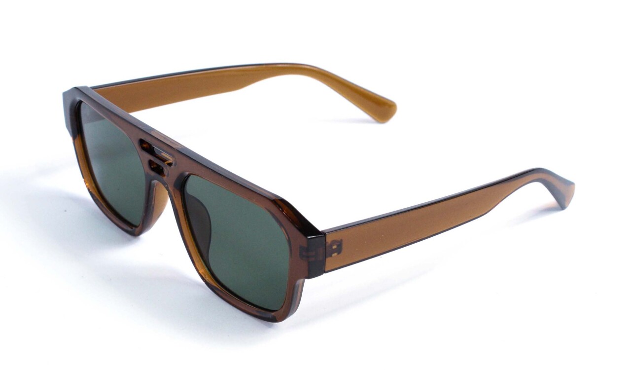 Модні окуляри від сонця коричневі з зеленою лінзою Модель 3721-c4
