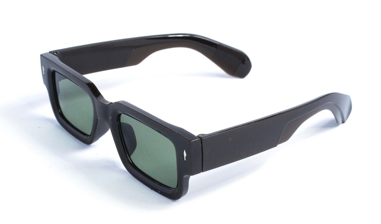 Квадратні окуляри від сонця чорні з зеленою лінзою Модель 5539-br-gr
