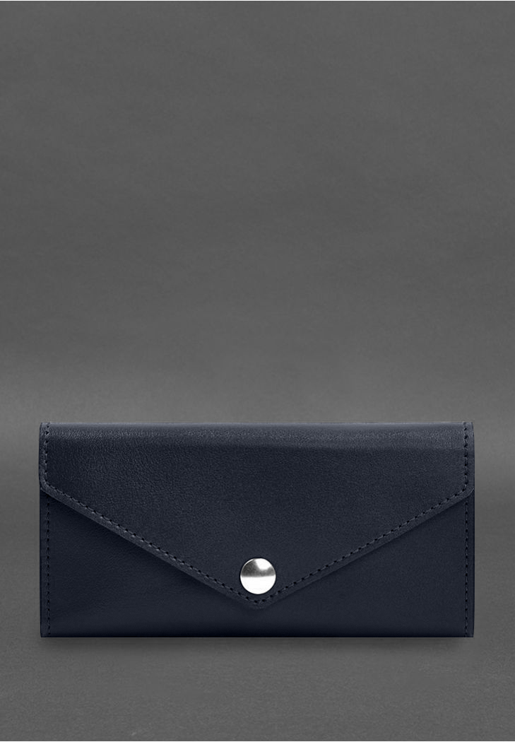 Шкіряний клатч (портмоне) на кнопці 5.0 Синій