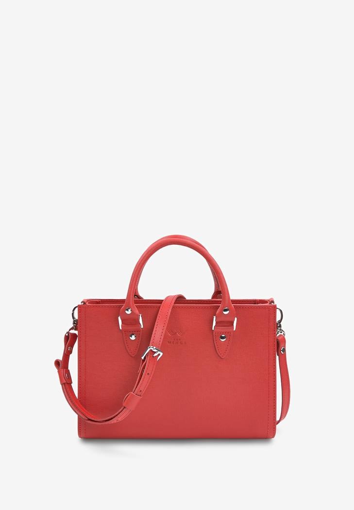 Жіноча шкіряна сумка класична Червона Saffiano Fancy