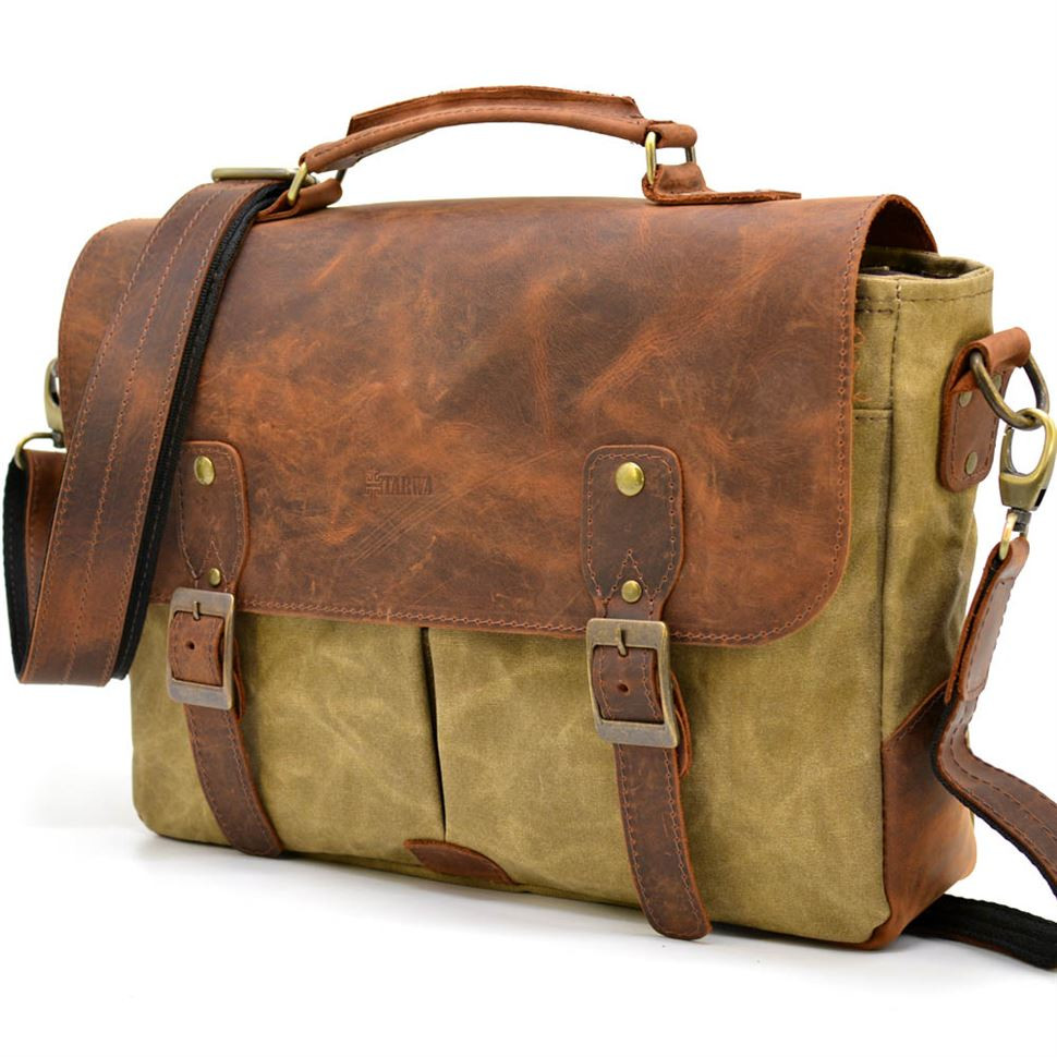 Чоловіча сумка-портфель водостійкий канвас та шкіра RYC-3960-3md TARWA