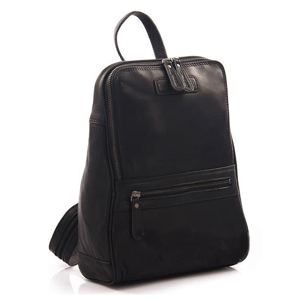 Шкіряний рюкзак чорного кольору HILL BURRY HB2399A