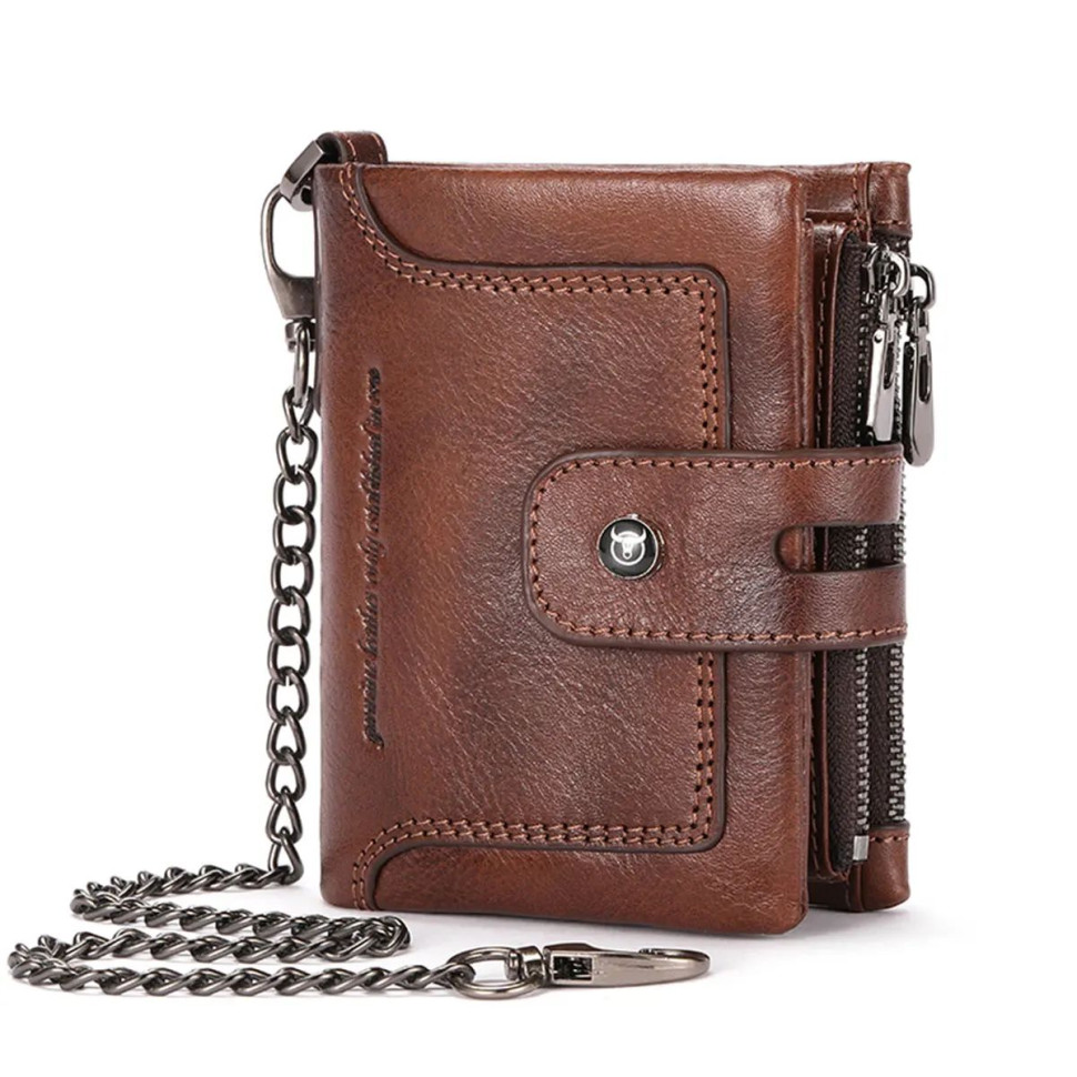 Чоловічий гаманець розкладний коричневий з ланцюжком TW230C Bull