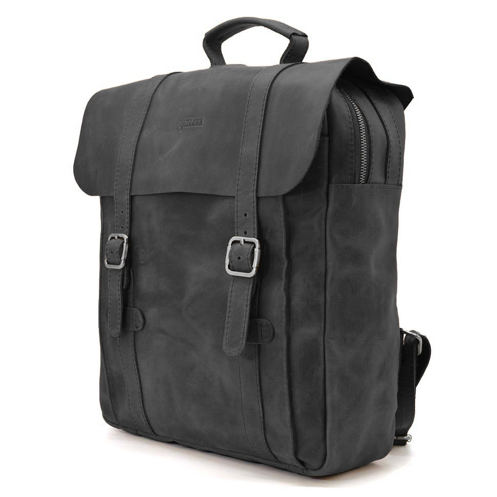 Сумка рюкзак для ноутбука з кінської шкіри TARWA RA-3420-3md чорна