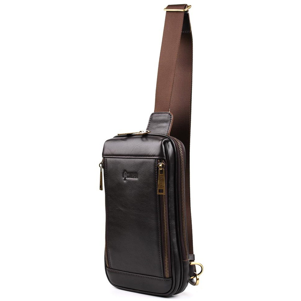 Чоловіча сумка бізнес слінг, діловий стиль TARWA GC-1536-4lx коричнева