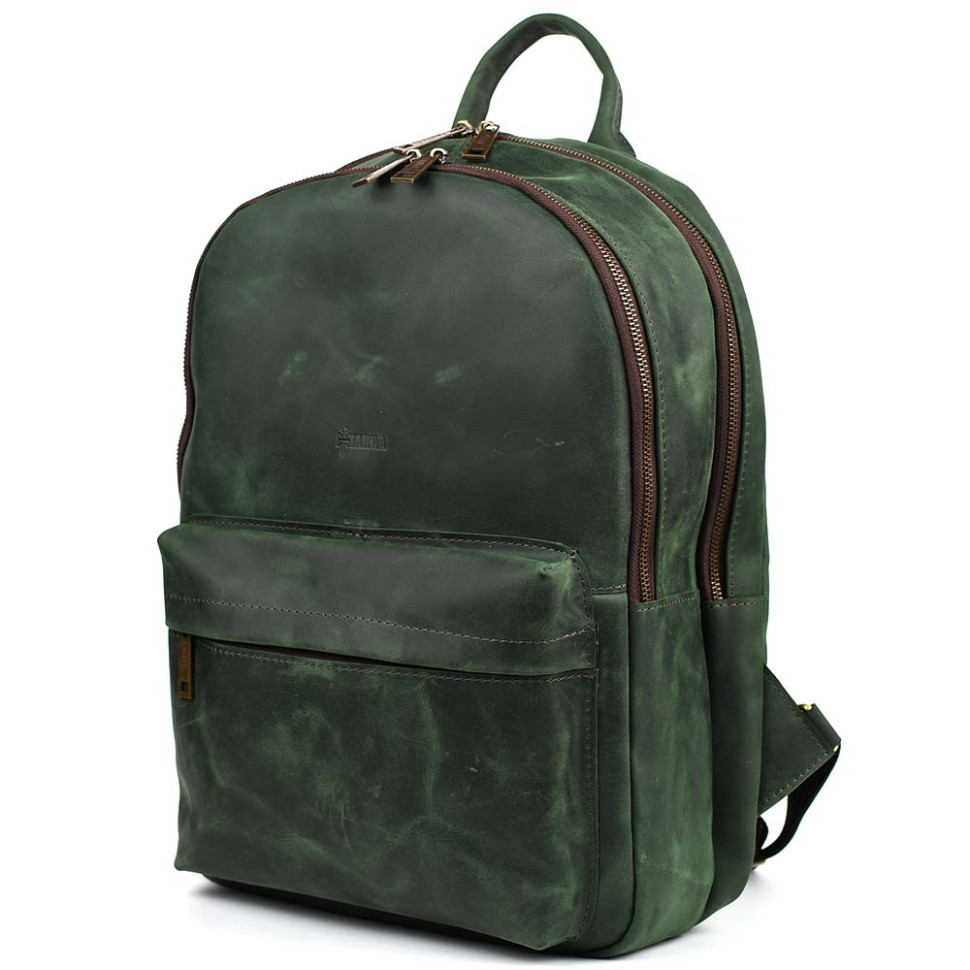 Чоловічий шкіряний рюкзак TARWA RE-7273-3md зелений крейзі хорс