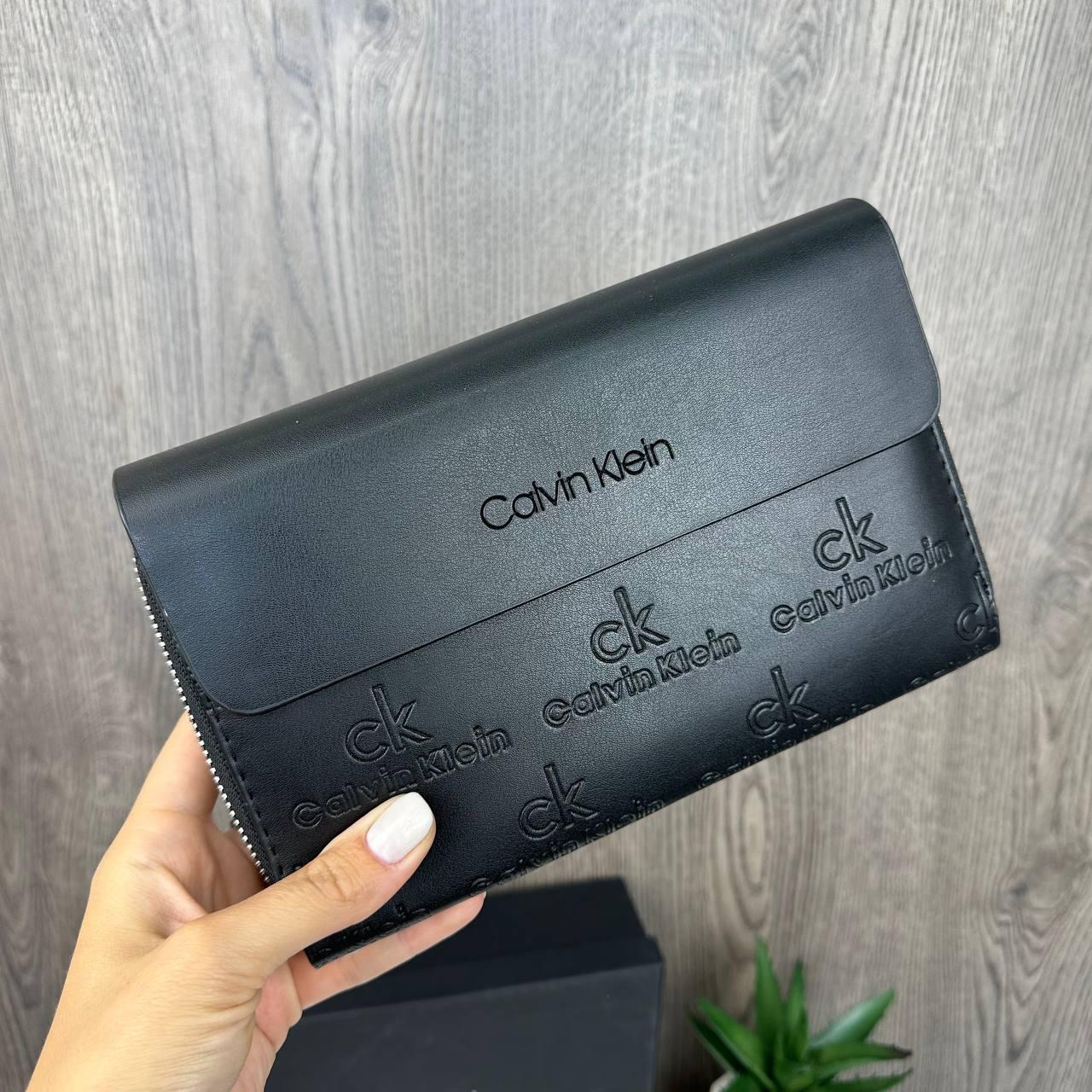 Великий чоловічий клатч гаманець стиль Calvin Klein в коробці, портмоне барсетка Кельвін Кляйн