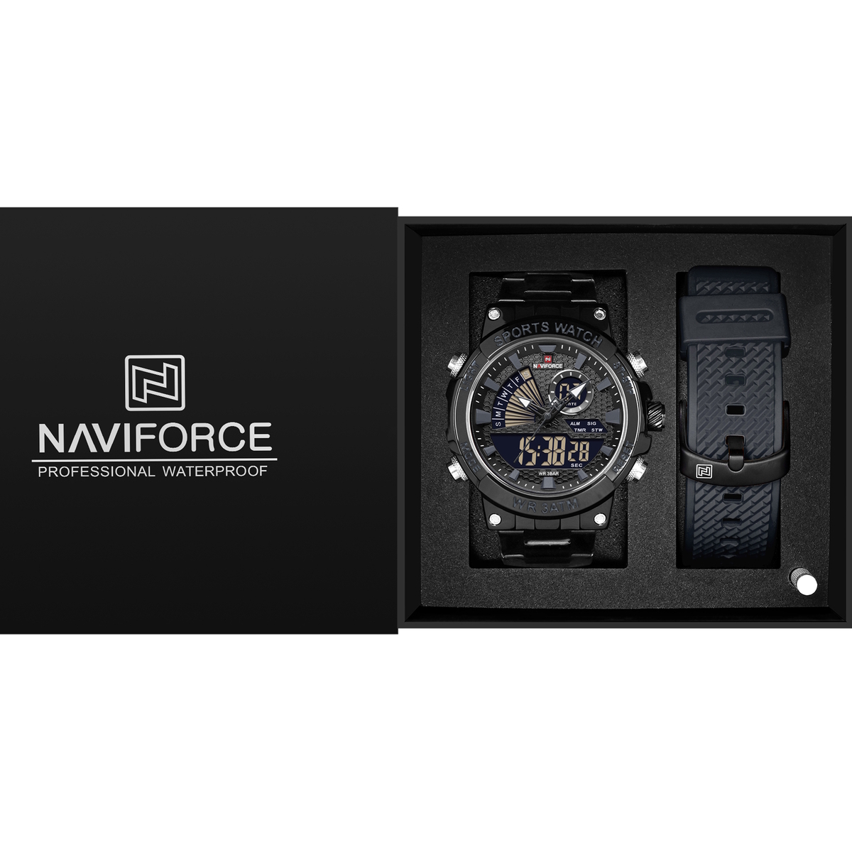 Чоловічий годинник Naviforce Set Box подарунковий набір, 2 ремінці