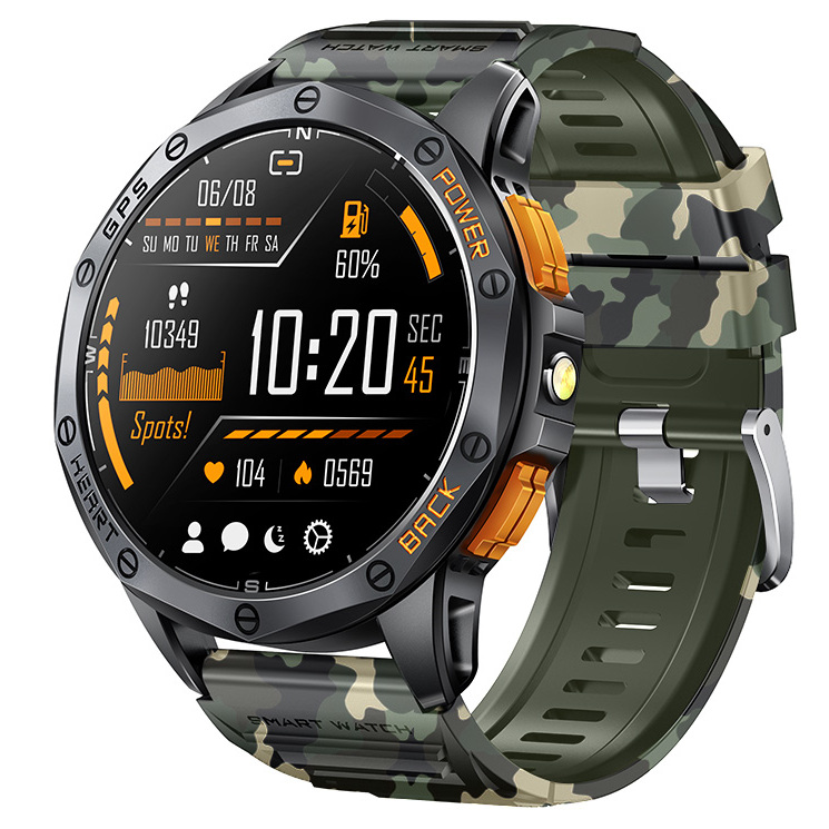 Смарт-годинник чоловічий круглий Smart GPS Max ArmyGreen, 2 ремінці