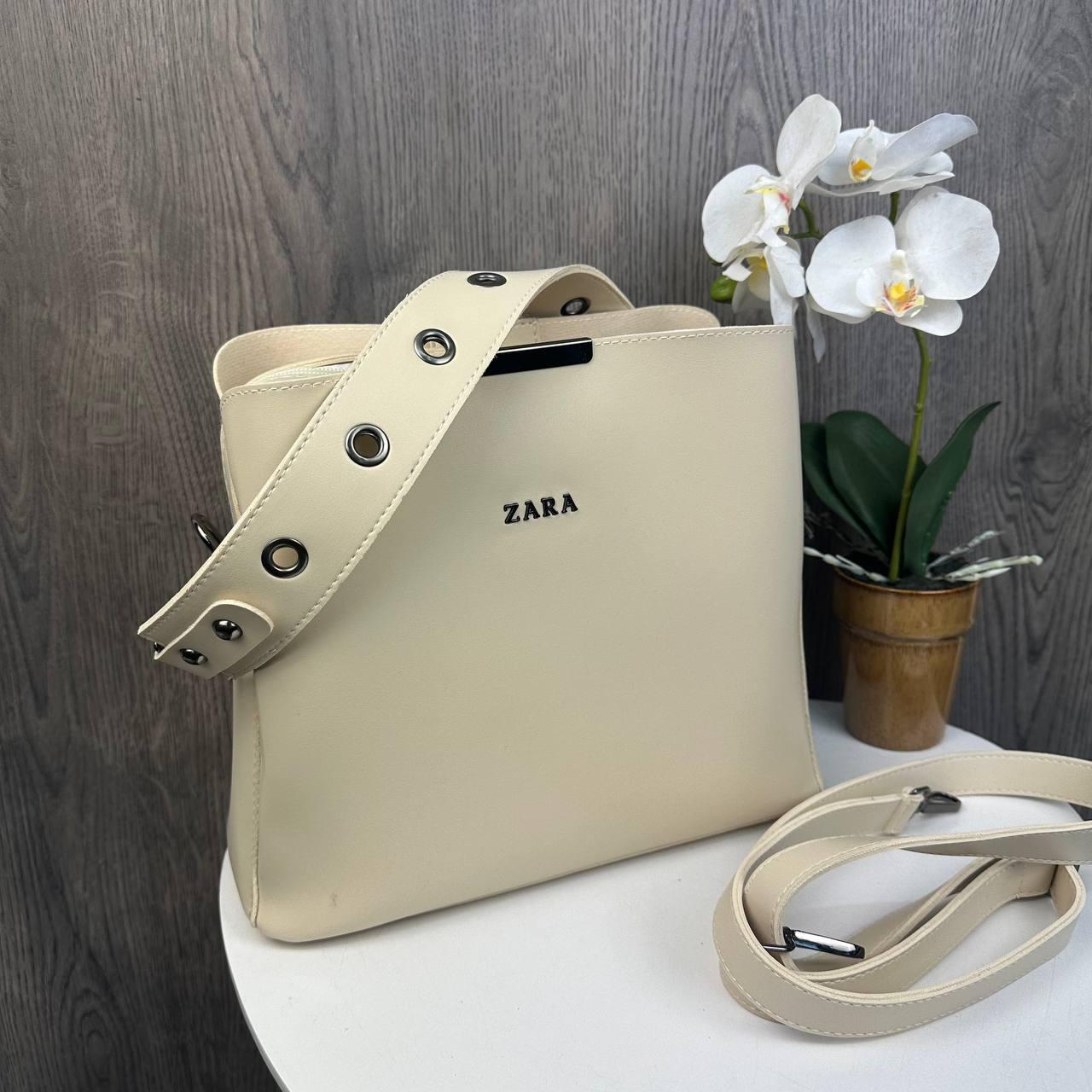 Жіноча сумка стиль Zara на плече, сумочка Зара чорна еко шкіра люкс якість