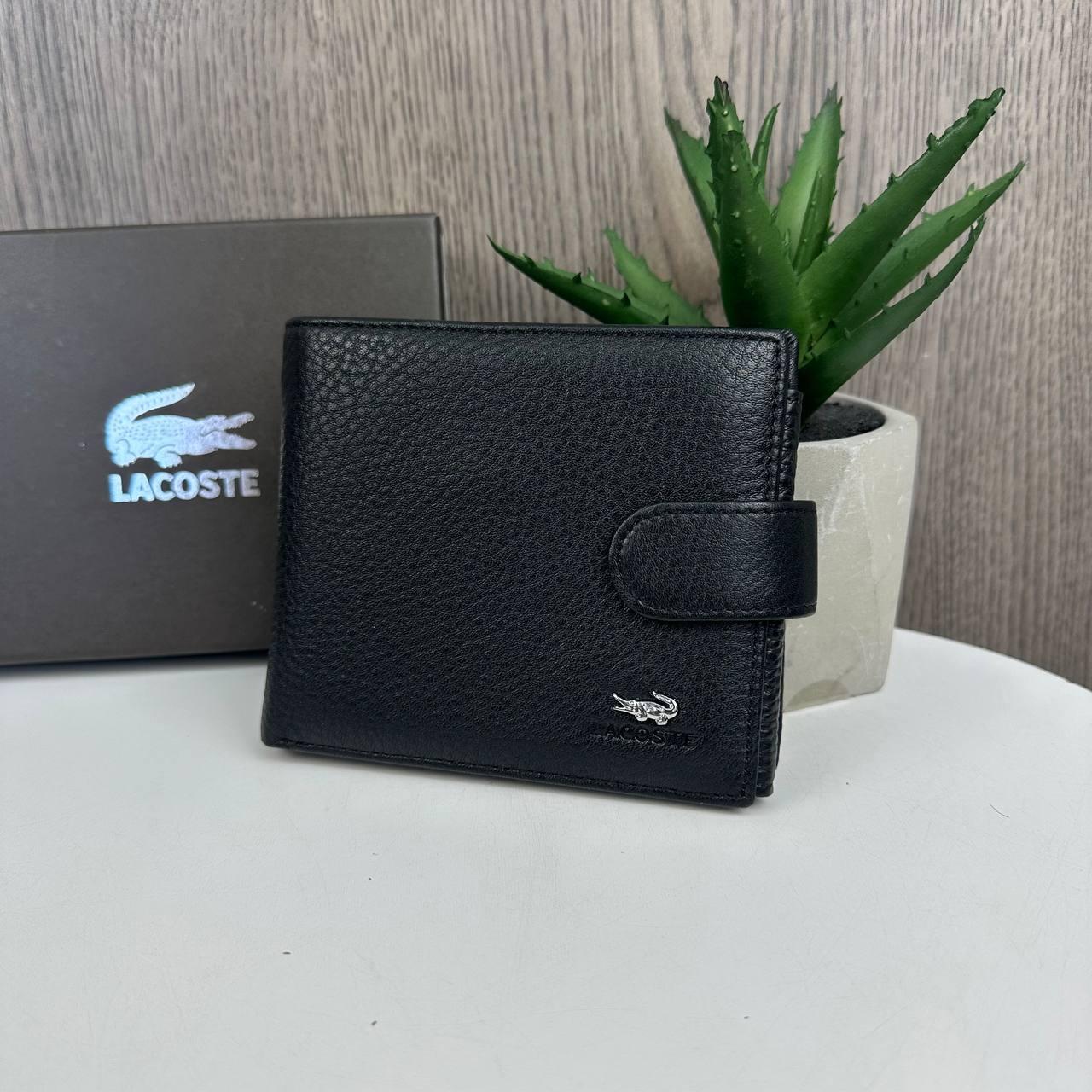 Великий шкіряний чоловічий гаманець портмоне Lacoste люкс якість, клатч для чоловіків стиль Лакоста