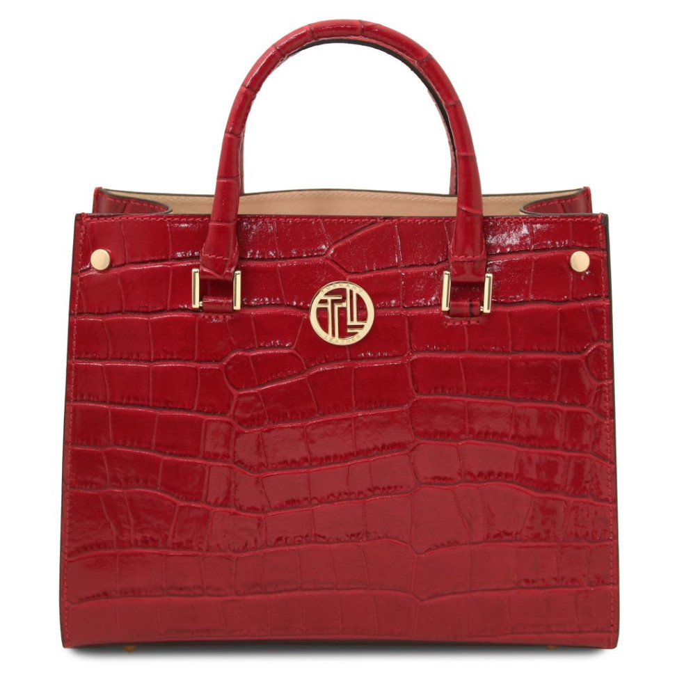 Жіноча шкіряна сумка з тисненням крокодилу Croque Croc Tuscany TL142504