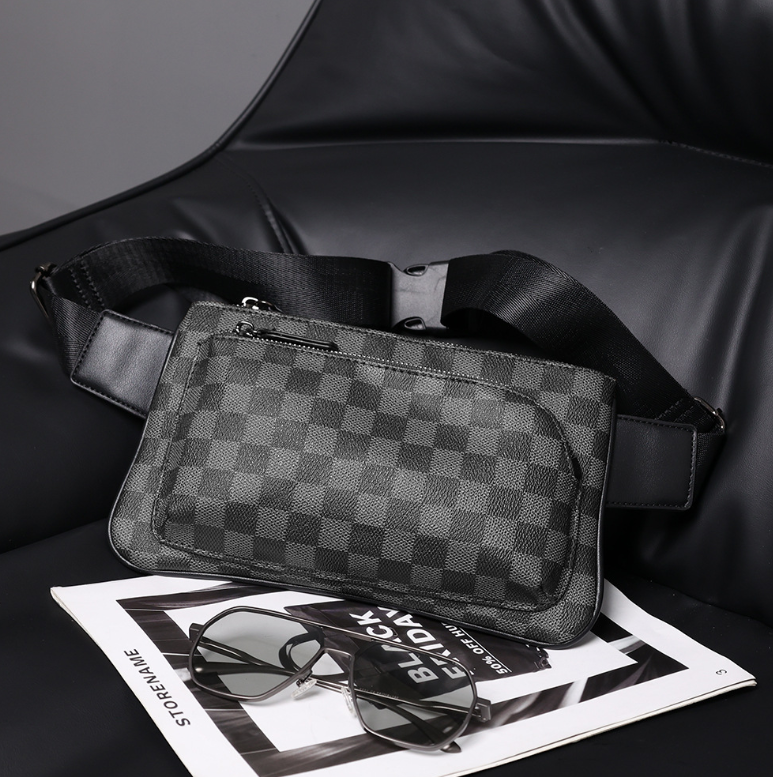 Чоловіча сумка бананка повсякденна стиль Луї Вітон клітинка, барсетка для чоловіків