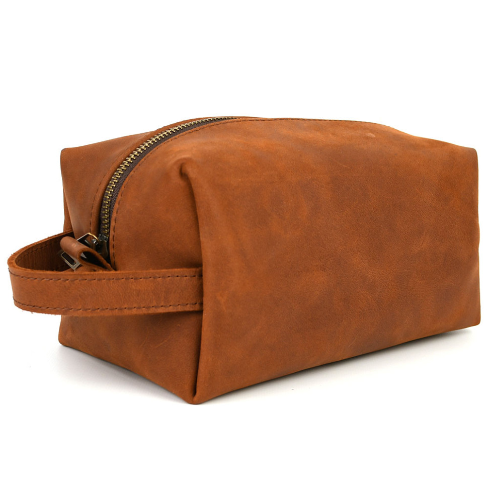 Шкіряний несесер косметичка TARWA RB-8033-4lx коньячний крейзі хорс
