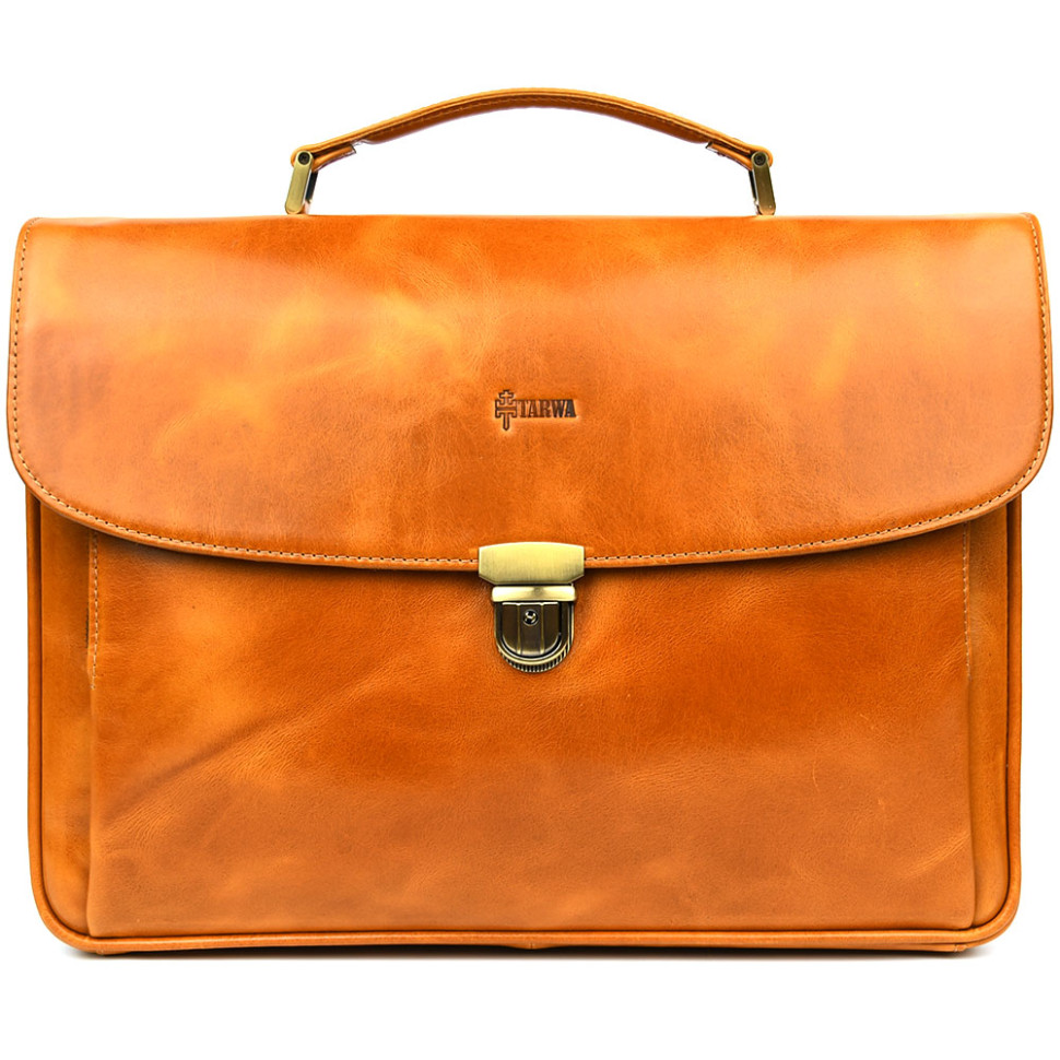 Шкіряний чоловічий портфель на два відділення TARWA GBalc-2067-4lx медовий