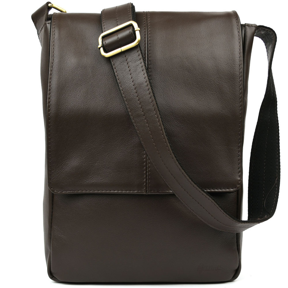 Чоловіча сумка шкіряна А4 через коричневе плече GC-1501-3md TARWA