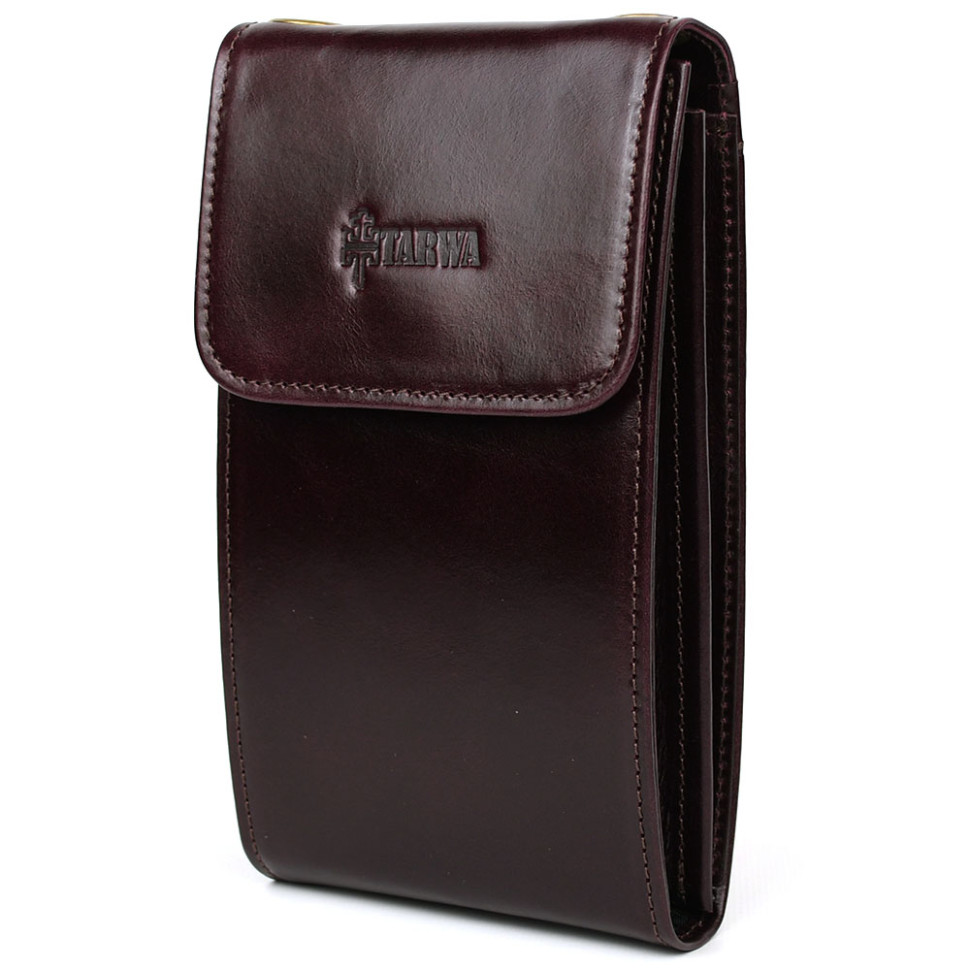 Шкіряна сумка для телефону панч GM-2122-4lx бордовий глянець