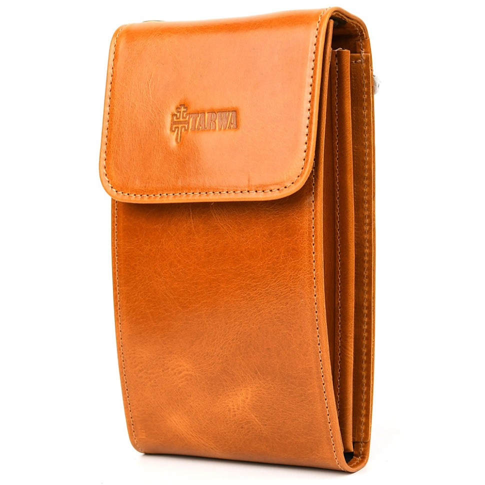 Шкіряна сумка для телефону панч GY-2122-4lx рудий глянець