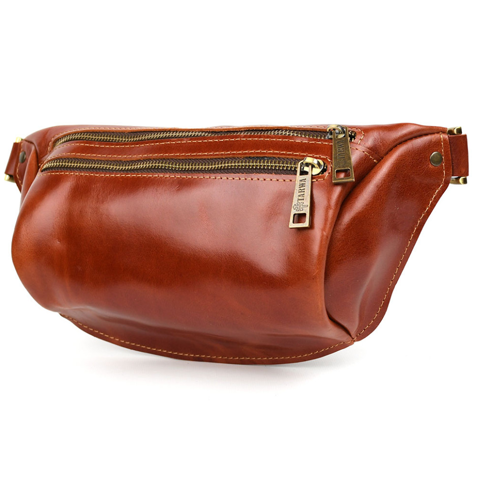 Сумка бананка в розмірі L TARWA GBalc-3106-3lx 3 відділення коньячна