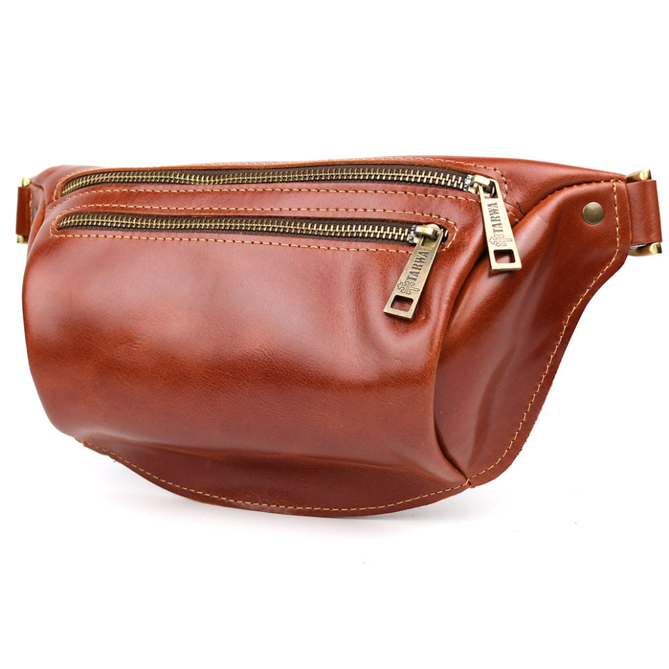 Напоясна сумка бананка в розмірі TARWA GBalc-3105-2lx 2 відділення коньячна