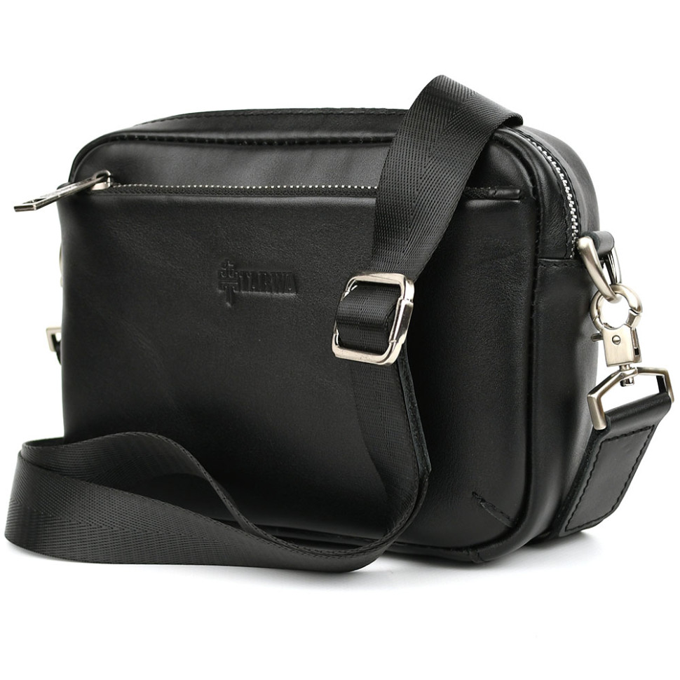 Сумка 3-в-1 через плече шкіряна TARWA GA-0324-4lx чорна Наппа