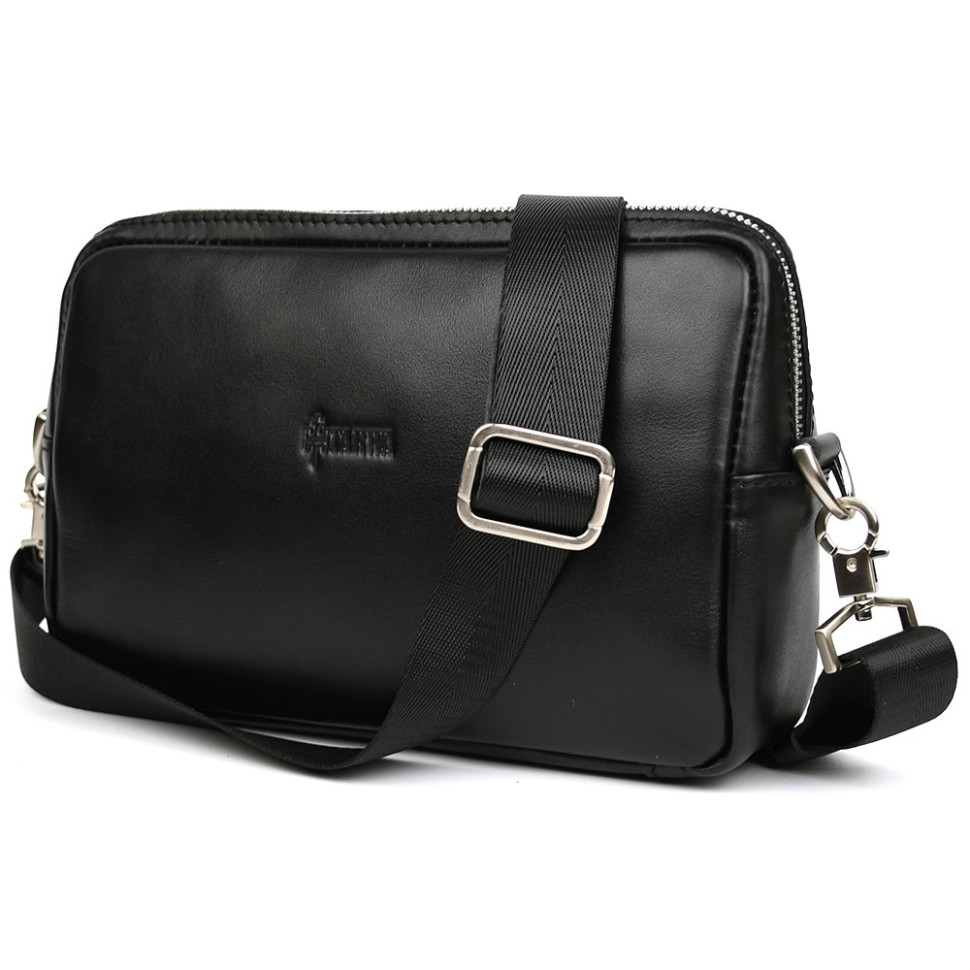 Сумка через плече шкіряна TARWA GA-0307-4lx чорна Наппа