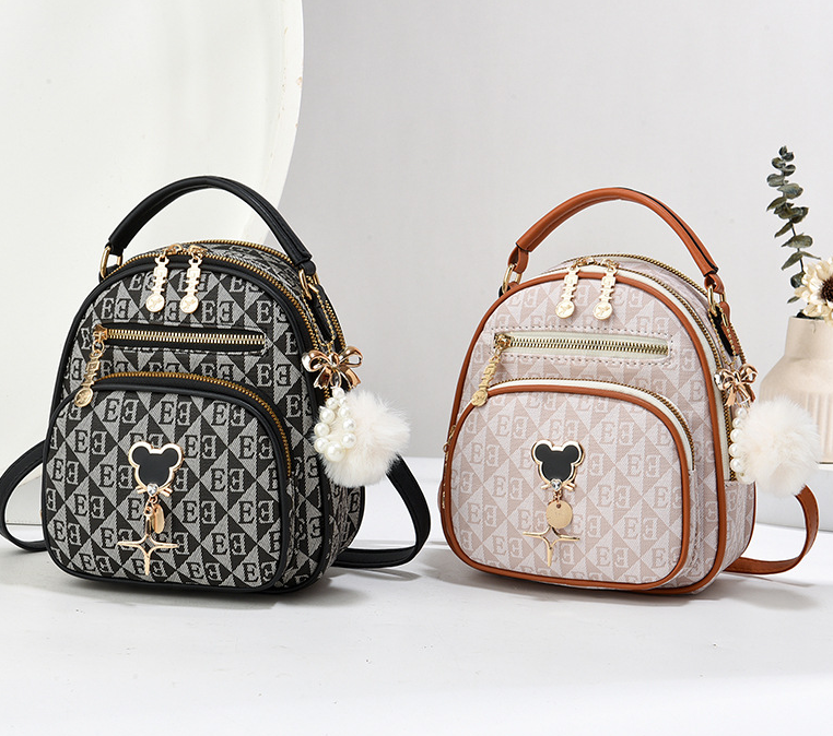 Дитячий міні рюкзак сумочка із хутряним брелоком, маленька сумка-рюкзачок для дівчаток