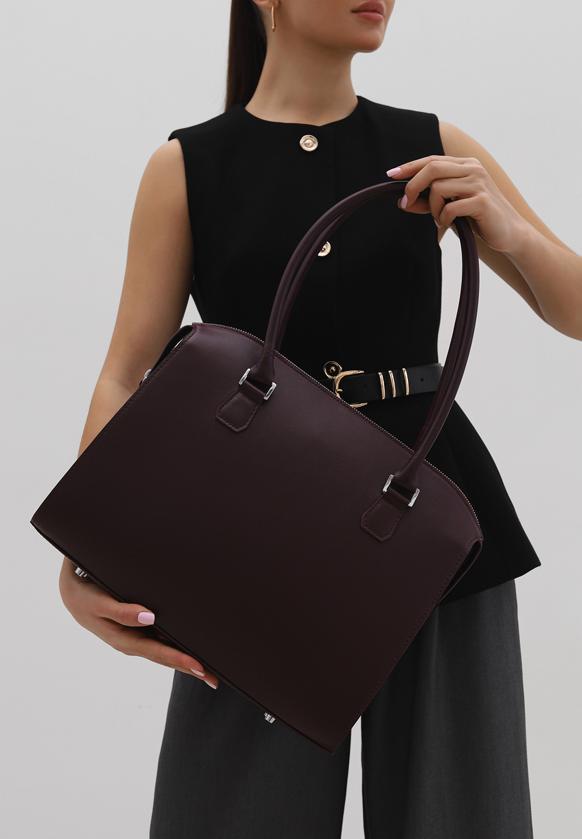 Жіноча сумка з натуральної шкіри Business бордова