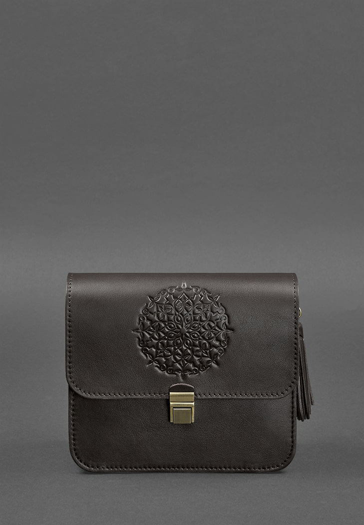 Шкіряна жіноча бохо-сумка Лілу темно-коричнева