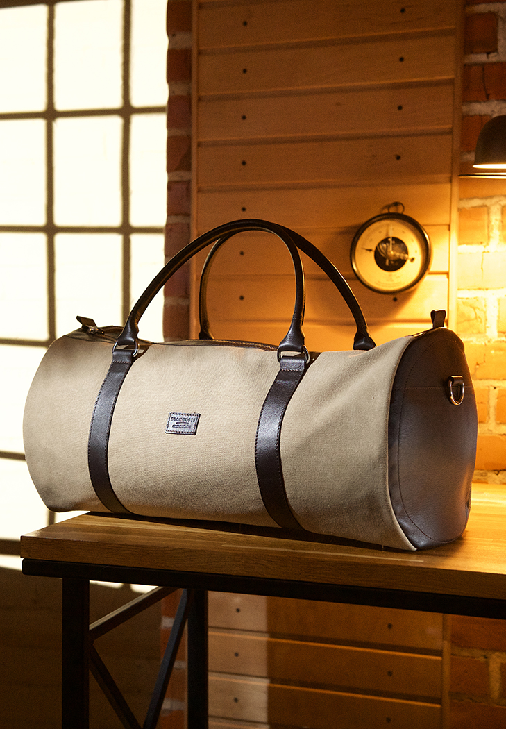 Сумка Harper MAXI з канвасу з темно-коричневими шкіряними вставками