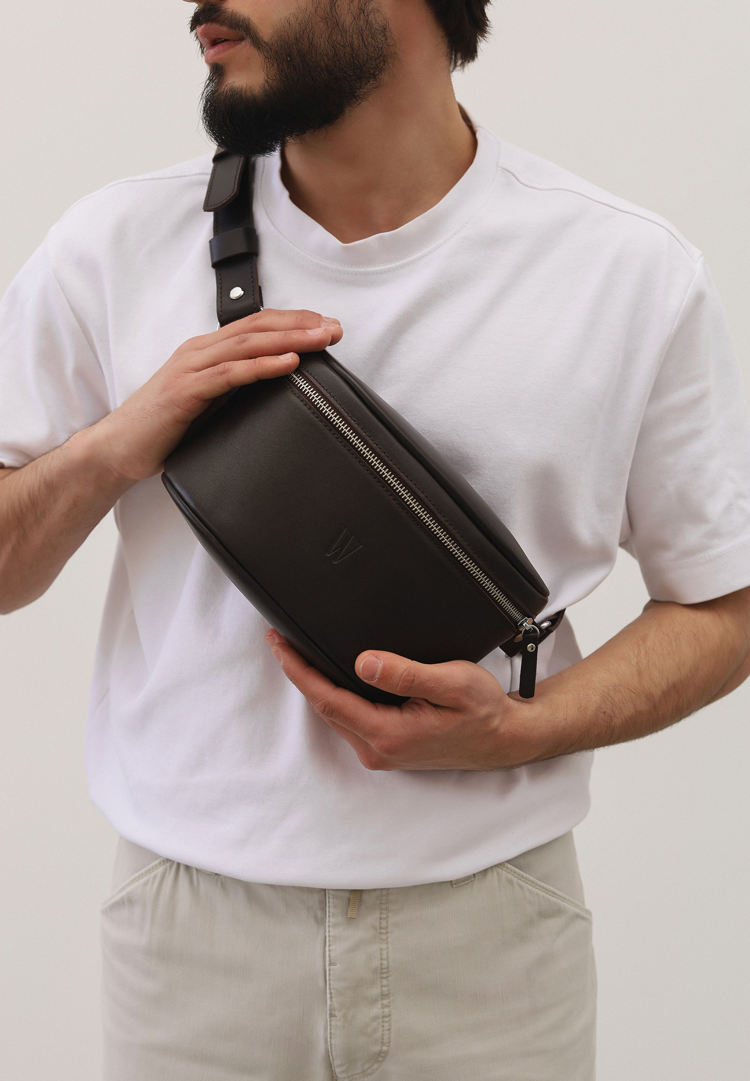 Шкіряна поясна сумка Explorer S темно-коричнева