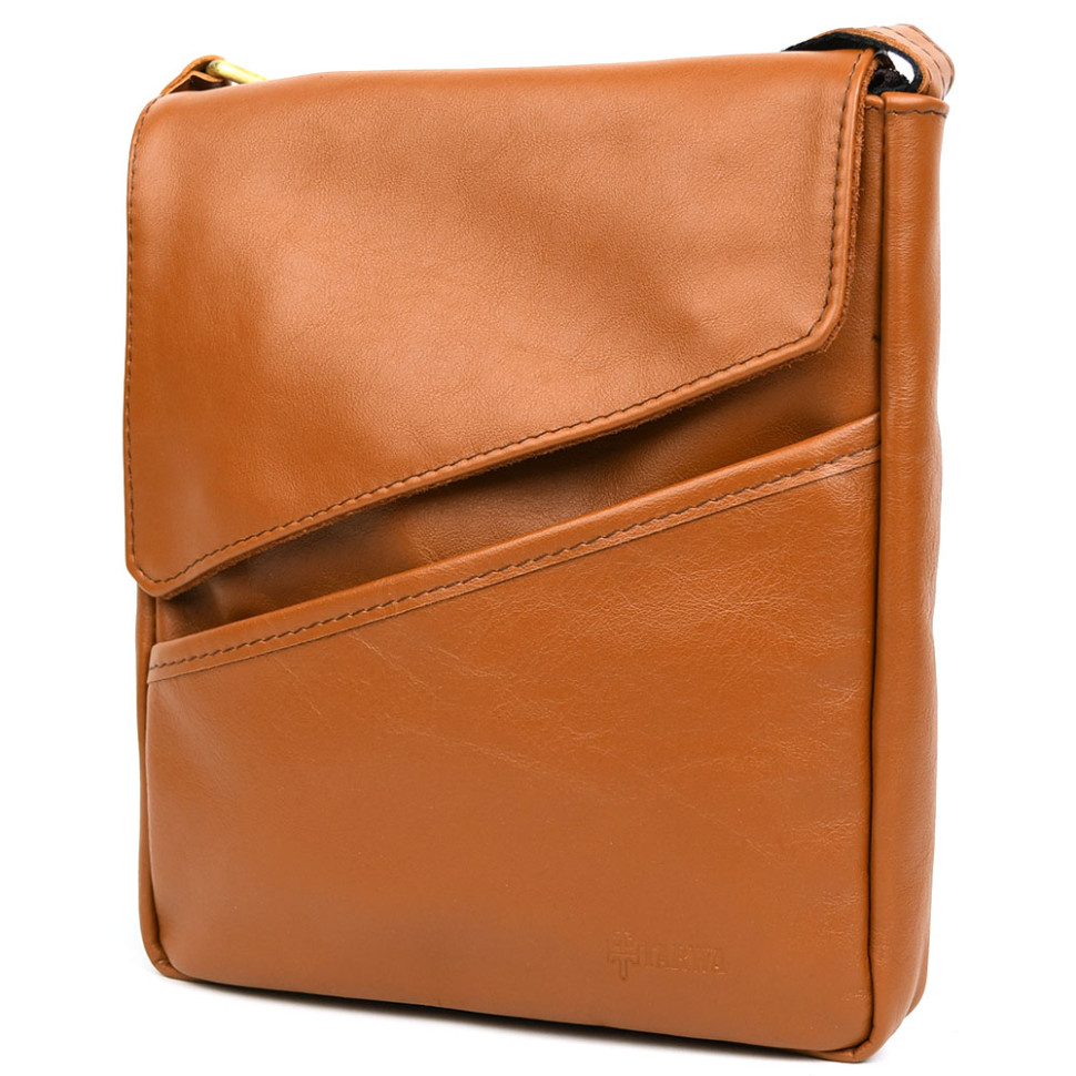 Чоловіча шкіряна сумка через плече GB-1302-3md TARWA коньячна Наппа