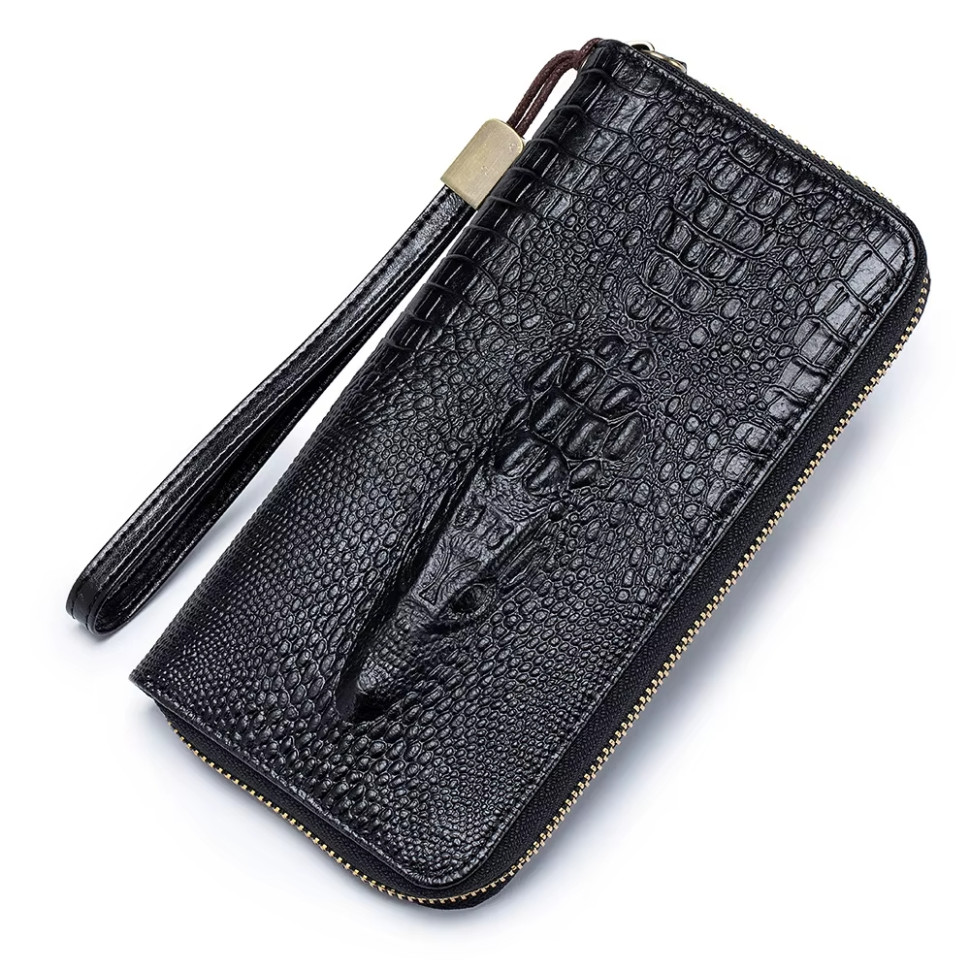 Гаманець логер шкіряний з тисненням рептилія Bull NB040A чорний