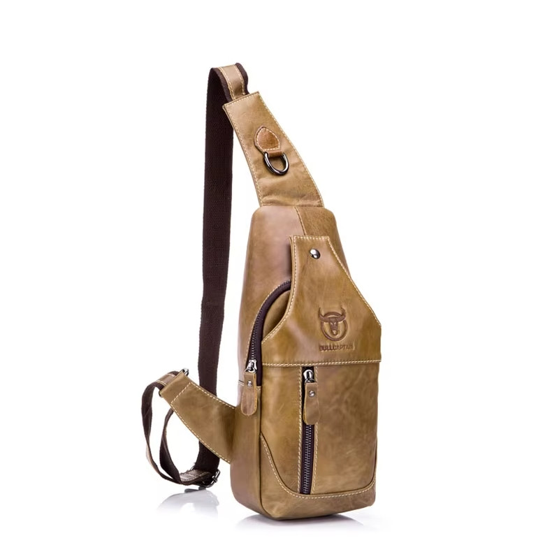 Шкіряний чоловічий рюкзак слінг Bull TB019B рудий