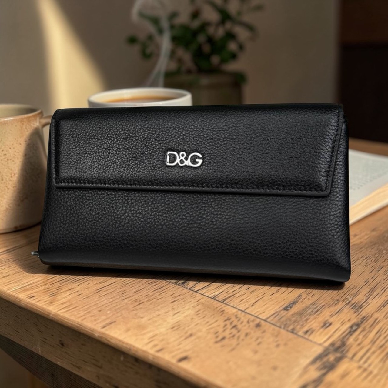 Жіночий шкіряний гаманець клатч у коробці, якісний жіночий портмоне з натуральної шкіри Чорний