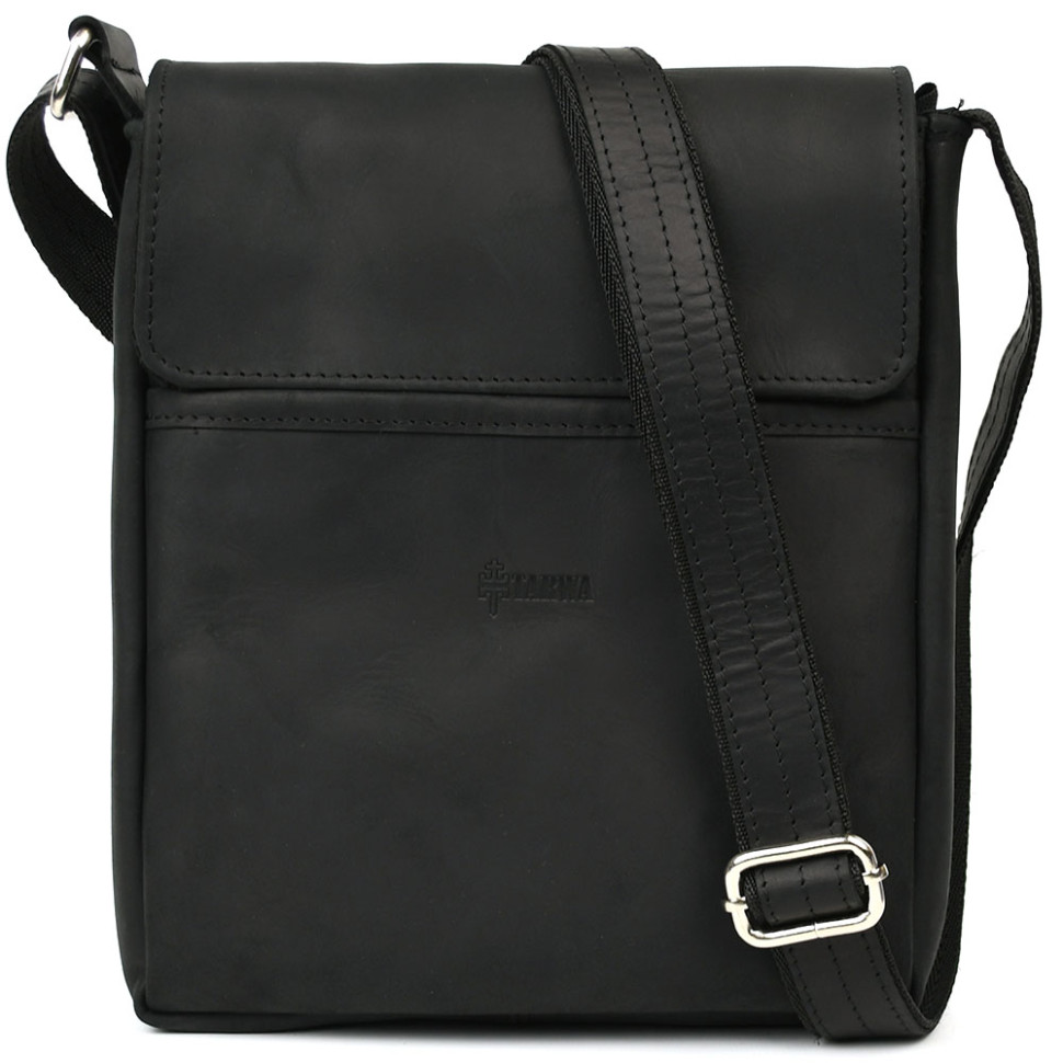 Чоловічі шкіряні сумки через плече RA-1304-4lx TARWA чорна крейзі хорс